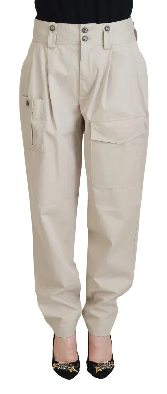 Dolce & Gabbana Elegant Beige Cotton Women's Trousers Trousers Lace Delicate