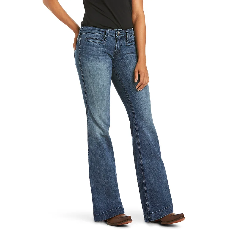 Trouser Mid Rise Stretch Outseam Ella Wide Leg Trousers Winter Warm