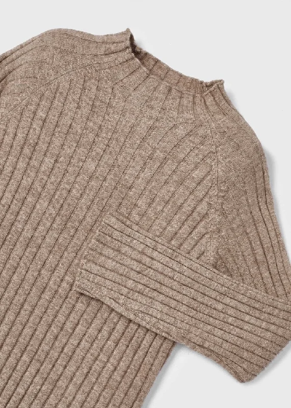 Turtle Neck Long Sleeve Sweater - Taupe Soft Cozy Warm