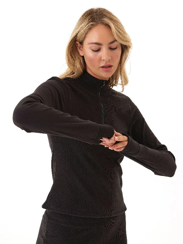 Roni Brushed Performance Rib 1/4 Zip Pullover Square Neck Pullover