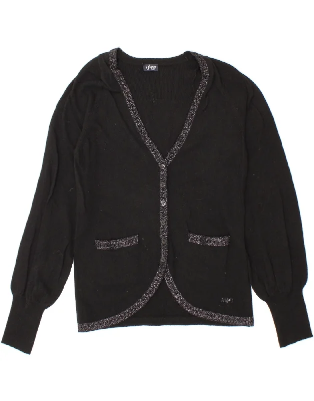 ARMANI JEANS Womens Cardigan Sweater UK 10 Small Black Lightweight Heavyweight Midweight