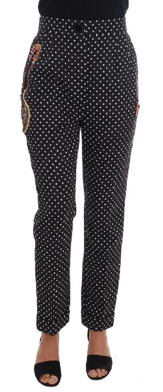 Dolce & Gabbana Elegant Polka Dot Embellished Women's Trousers Trousers Denim Distressed