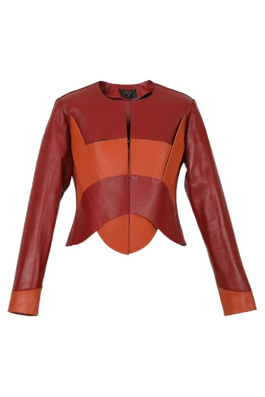 RED NOX LEATHER JACKET Hoodie Zip-Up Jacket Button-Up Jacket