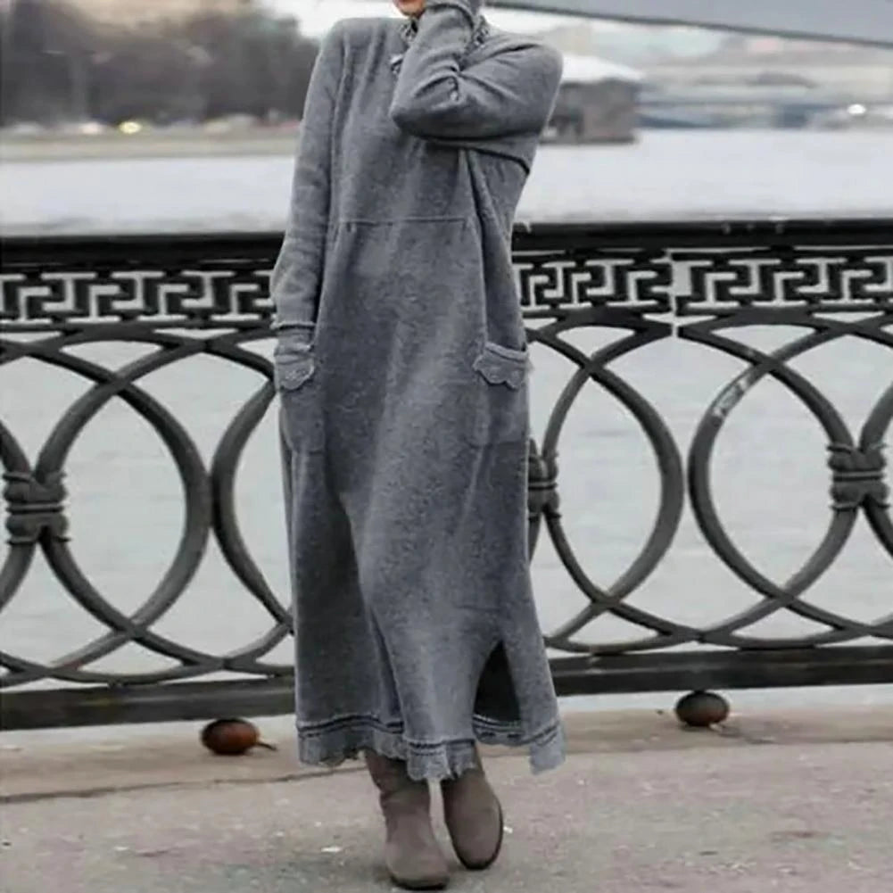 Zanzea Fleece Lining Ankle Length Warm Autumn Winter Solid Color Oversized Warm Pullover Maxi Dress Winter Dress Streetwear S4005448 Shawl Collar Sweater Zanzea Fleece Lining Ankle Length Warm Autumn Winter Solid Color Oversized Warm Pullover Maxi Dress Winter Dress Streetwear S4005448 Shawl Collar Sweater