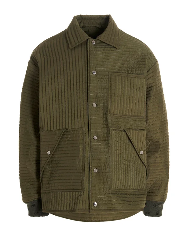 Chore Quilted Stripes Down Jacket Collared Jacket Crew Neck Jacket Turtle Neck Jacket