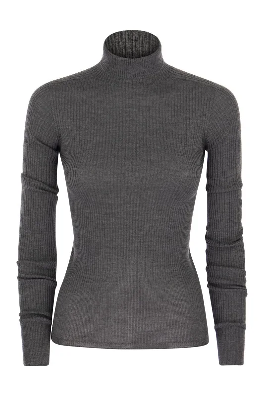 FLAVIA - Turtleneck sweater in virgin wool Seamless Knitted Crochet