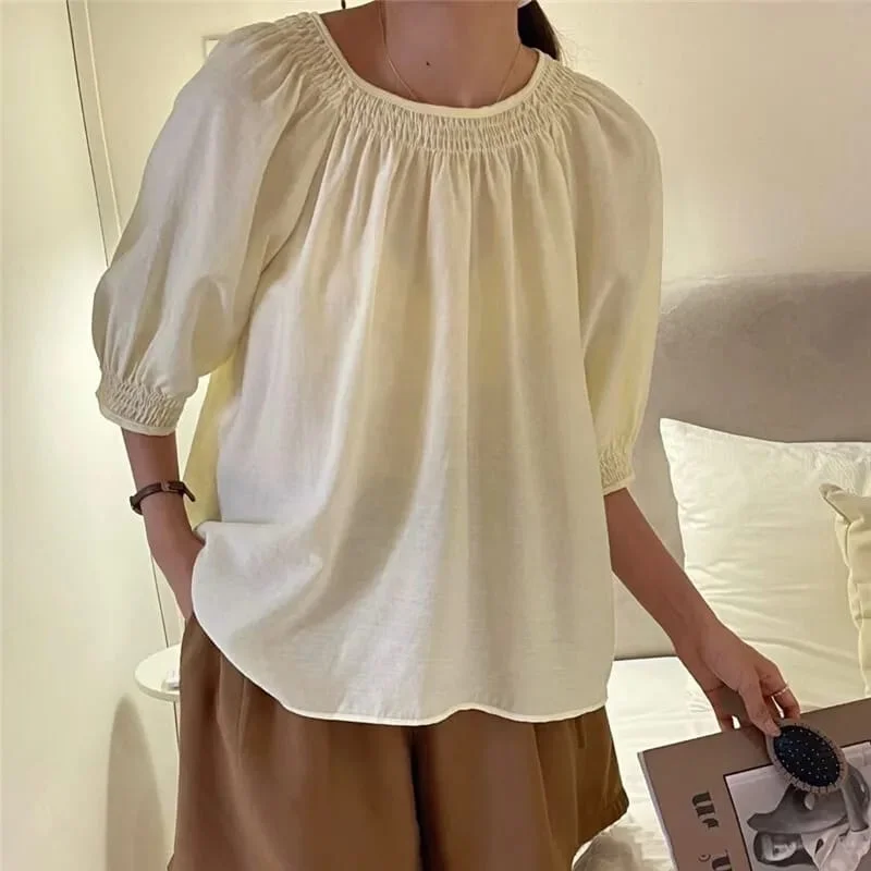 ZANZEA Women Round Neck Tops Casual Plain Pleated Tee Shirt Blouse Pullover 5XL S4733319 Lapel Neck Sweater ZANZEA Women Round Neck Tops Casual Plain Pleated Tee Shirt Blouse Pullover 5XL S4733319 Lapel Neck Sweater