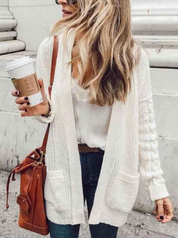 Long Sleeves Cardigan Top Thin Thick Dense