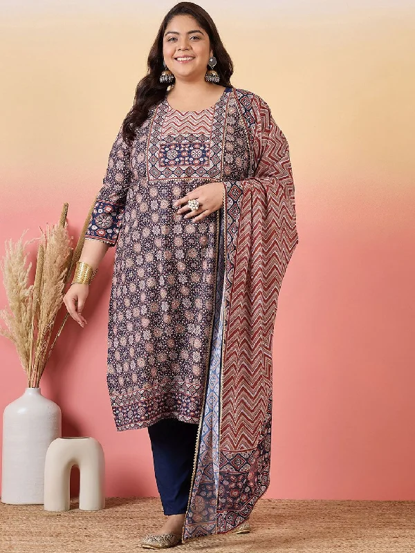 Sztori Women Floral Yoke Design Regular Gotta Patti Kurta with Trousers & With Dupatta Trousers Winter Warm