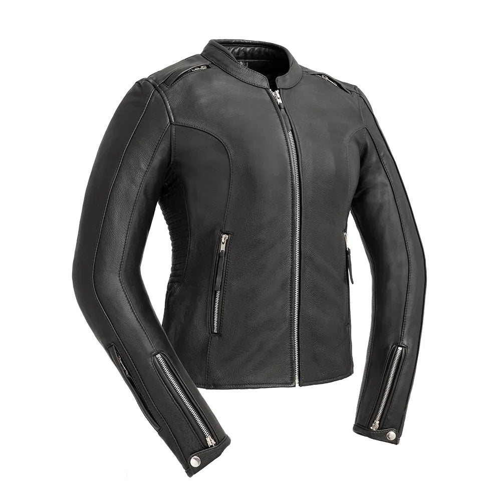 CYCLONE LADIES LEATHER JACKET FIL152CDMZ Snapped Jacket Toggled Jacket Drawstring Jacket