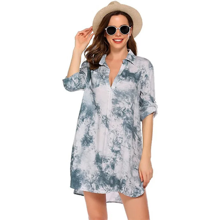 Haute Edition Women's Pullover Swim Beachwear Cover up Tunic Dress Elbow Length Sleeve Haute Edition Women's Pullover Swim Beachwear Cover up Tunic Dress Elbow Length Sleeve