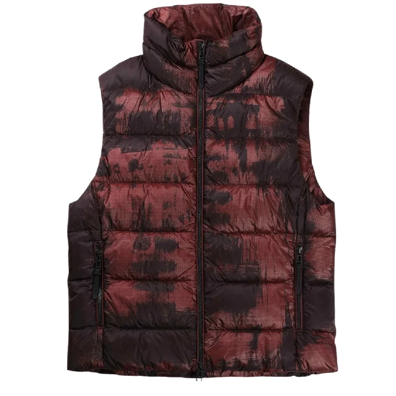 Belstaff Abstract Laurel Lava Red Gilet Down Jacket One-Shoulder Jacket Off-the-Shoulder Jacket Asymmetrical Jacket