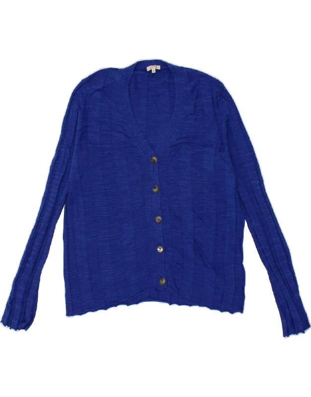 JIGSAW Womens Cardigan Sweater UK 14 Medium Navy Blue Linen Cardigan Knitwear Sweater