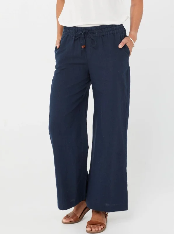 Woman Winter Cotton and Linen Pants Valentina Trousers - Navy/Cotton & Linen Trousers Bestseller Popular Woman Winter Cotton and Linen Pants Valentina Trousers - Navy/Cotton & Linen Trousers Bestseller Popular