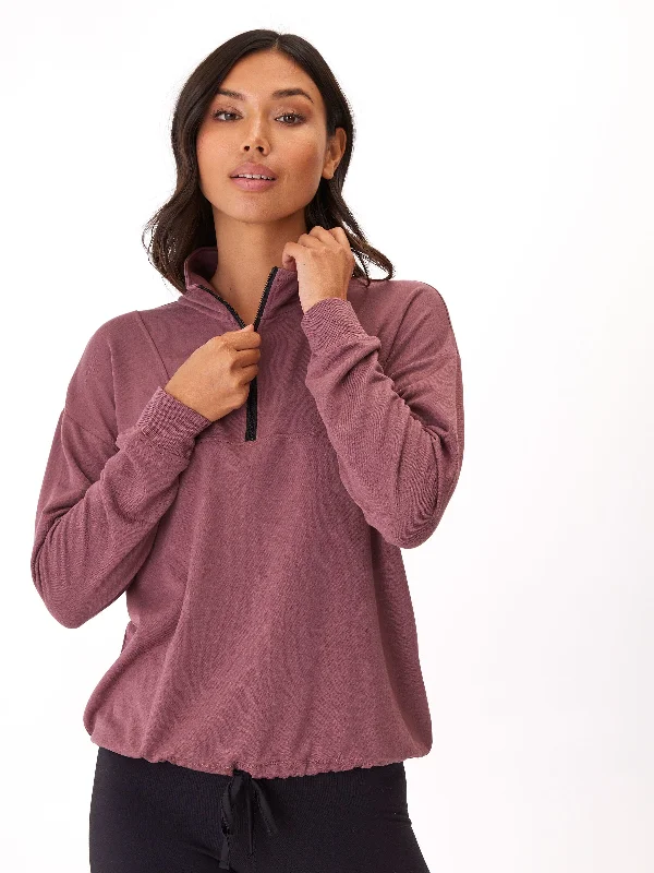 Nyla Feather Fleece Half Zip Pullover Crew Neck Wool