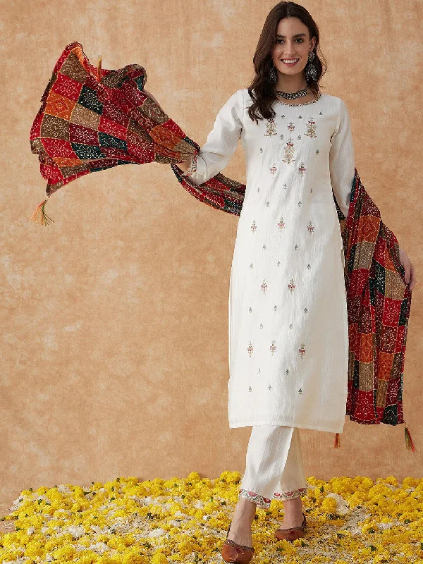 Sangria Printed Flared Sleeves Kurta & Trousers With Dupatta Trousers Cargo Utility