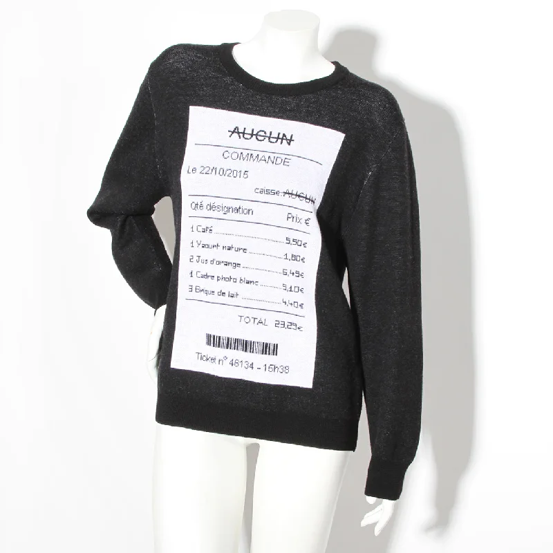 Receipt Patterned Knit Sweater Spandex Rayon Corduroy