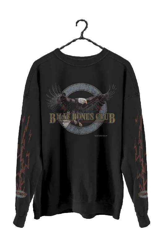 BILLY BONES RAMBLIN EAGLE CREW SWEATER - VINTAGE BLACK Mesh Blend Leather Blend Suede Blend BILLY BONES RAMBLIN EAGLE CREW SWEATER - VINTAGE BLACK Mesh Blend Leather Blend Suede Blend
