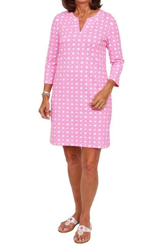 Lucille Boca Grand Cane Print Dress In Pink