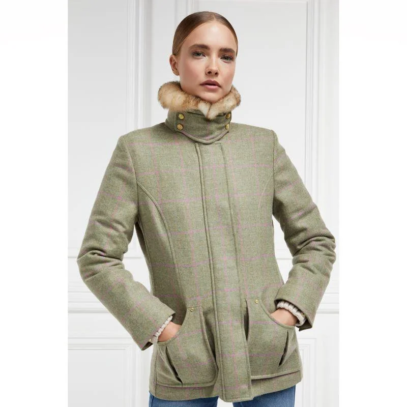 Holland Cooper Country Classic Ladies Tweed Jacket with Faux Fur Collar - Chartwell Check Cardigan Sweater Pullover Holland Cooper Country Classic Ladies Tweed Jacket with Faux Fur Collar - Chartwell Check Cardigan Sweater Pullover