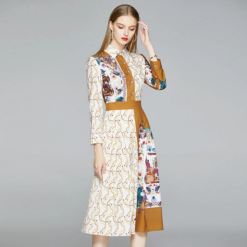 Luxury Women Positioning Printed Dress Classy Fashion Dress +