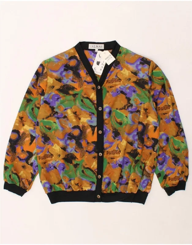 VINTAGE Womens Cardigan Top IT 52 2XL Multicoloured Floral Silk Fitted Loose Oversized VINTAGE Womens Cardigan Top IT 52 2XL Multicoloured Floral Silk Fitted Loose Oversized