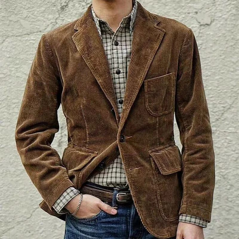 Men's Classic Warm Corduroy Jacket and Waistcoat Zippered Jacket Buttoned Jacket Snapped Jacket Men's Classic Warm Corduroy Jacket and Waistcoat Zippered Jacket Buttoned Jacket Snapped Jacket