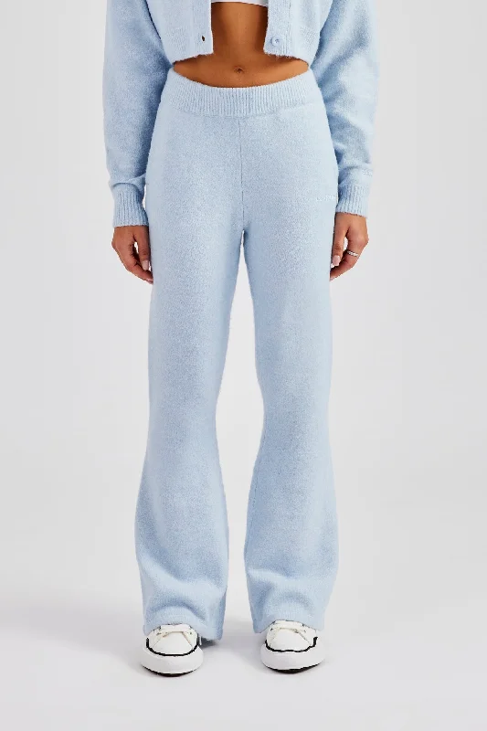 Knitted Flare Trouser - Baby Blue Trousers Sale Discount