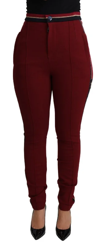 Dolce & Gabbana High-Waist Embroidered Red Skinny Women's Trousers Trousers Bootcut Casual Dolce & Gabbana High-Waist Embroidered Red Skinny Women's Trousers Trousers Bootcut Casual
