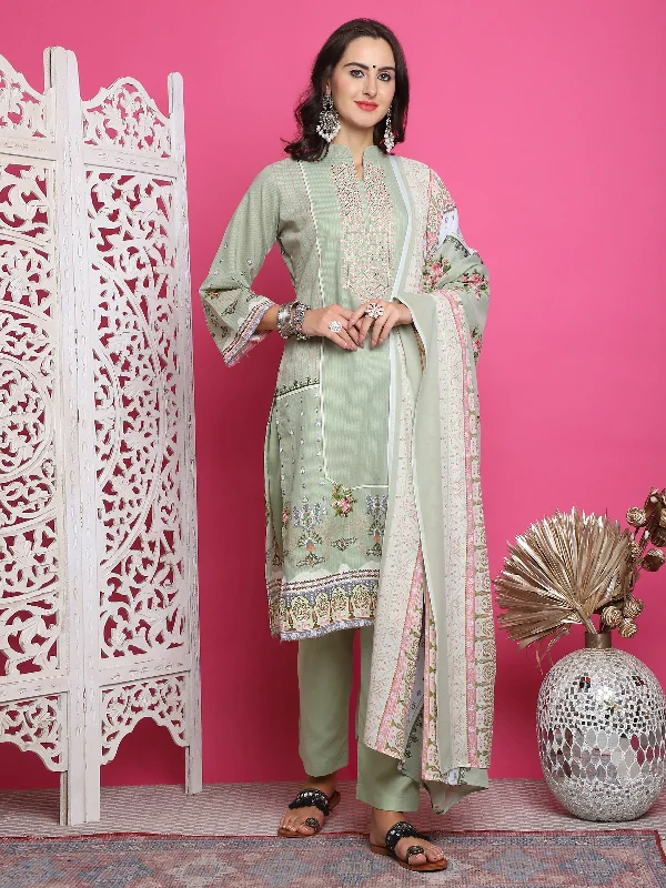 Jyoti Fashion Women's Green Cotton Floral Digital Print with Resham Thread Work Kurta with Trouser & Dupatta Trousers Hiking Durable Jyoti Fashion Women's Green Cotton Floral Digital Print with Resham Thread Work Kurta with Trouser & Dupatta Trousers Hiking Durable