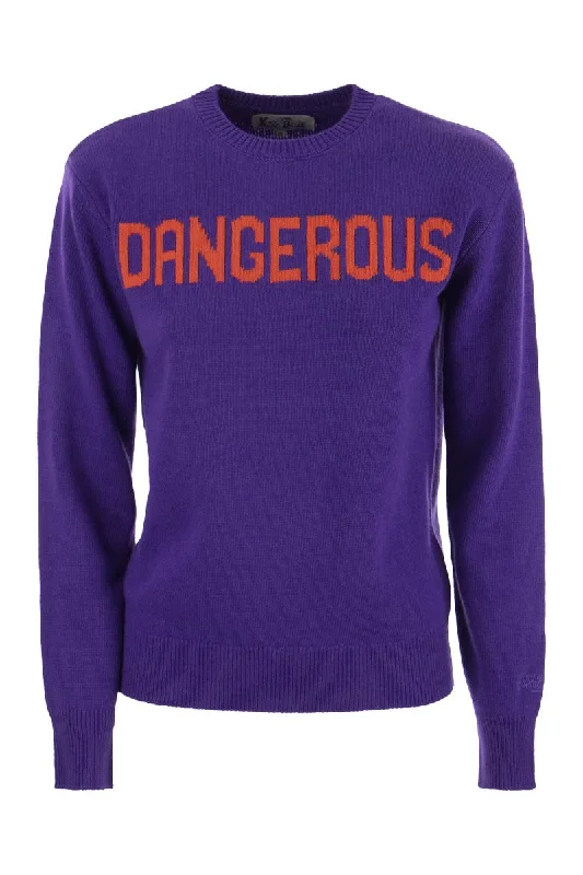 Wool and cashmere blend jumper with DANGEROUS embroidery Thin Thick Dense