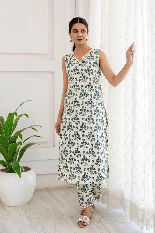 Women Off White Printed Straight Kurta With Trouser - Rasiya Trousers Timeless Classic Women Off White Printed Straight Kurta With Trouser - Rasiya Trousers Timeless Classic