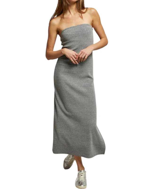 Nadine Strapless Dress In Heather Grey