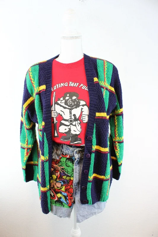 Vintage Colorful Cardigan (XS) Soft Cozy Warm