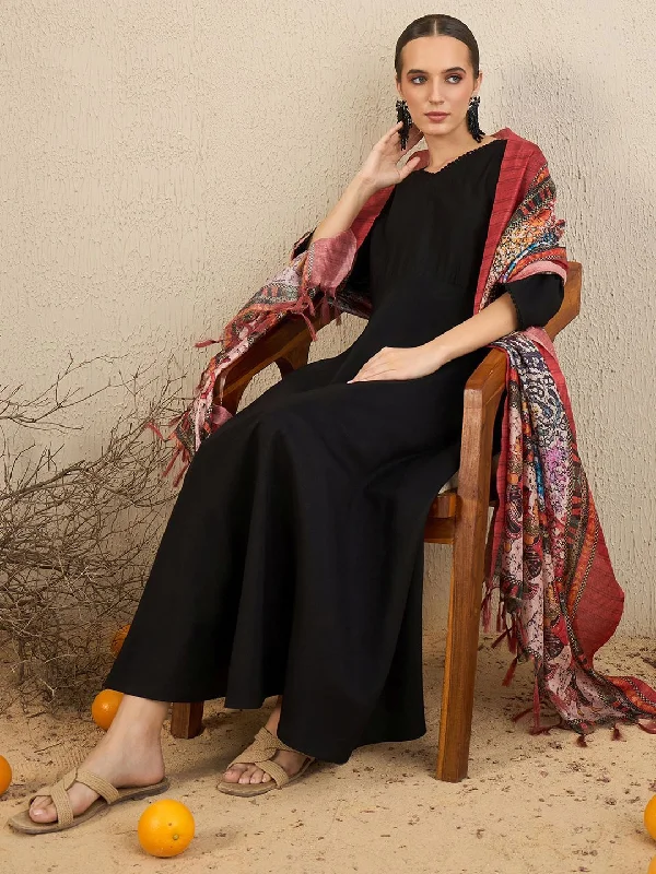 Indo Era A-Line Kurta With Trousers & Dupatta Trousers Denim Distressed