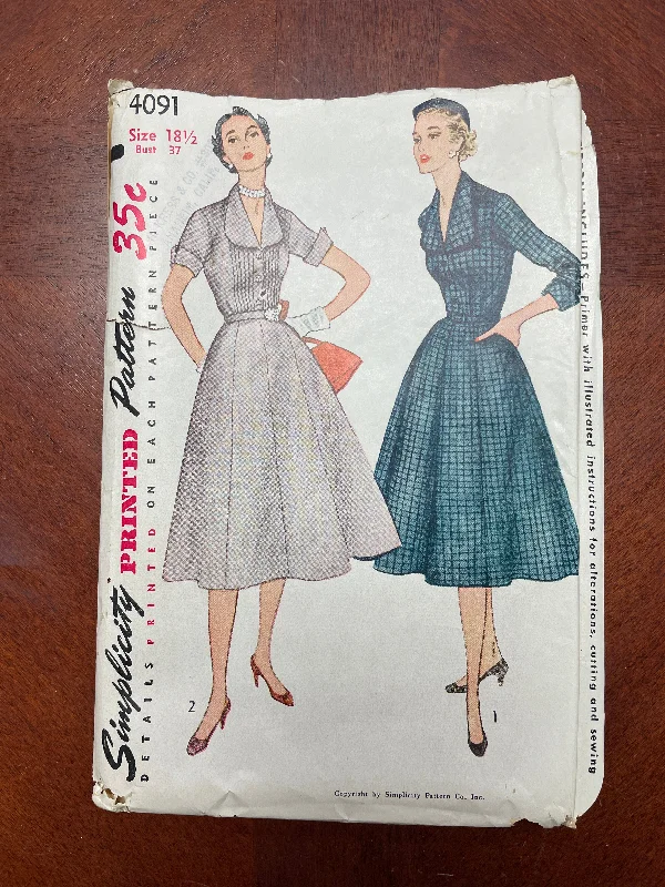 1952 Simplicity 4091 Sewing Pattern - Dresses