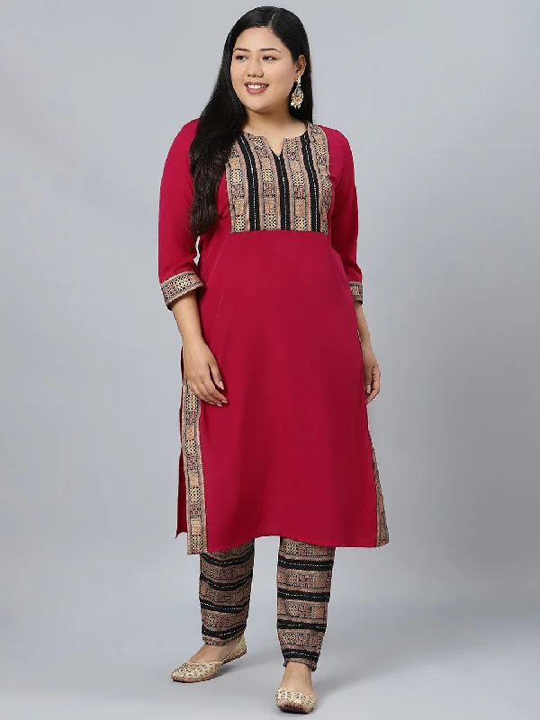 Sztori Printed Notch Neck Regular Kurta with Trousers Trousers Prom Sequined