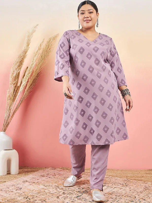 Sztori Printed V-Neck Straight Kurta With Trouser Trousers Modern Contemporary