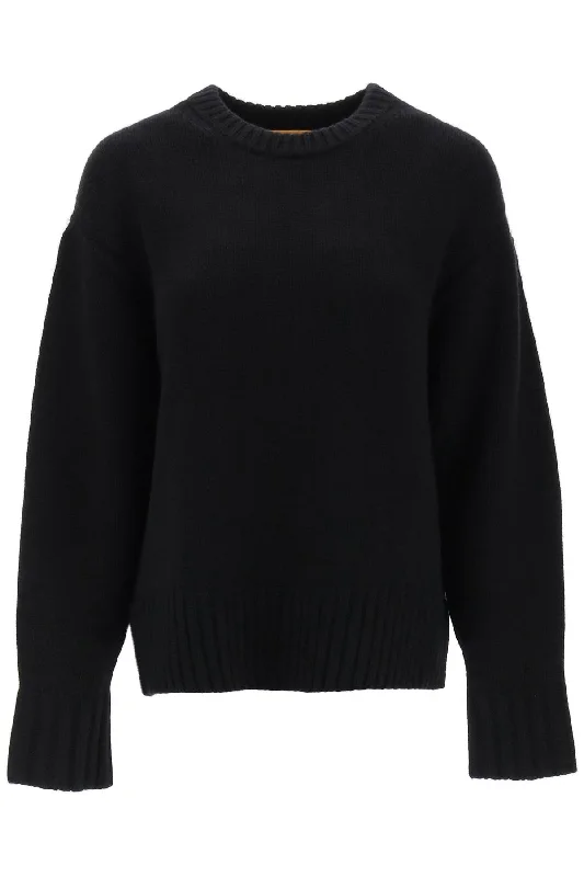 Crew-neck Sweater In Cashmere  - Nero Open Front Closed Front Wrap Front