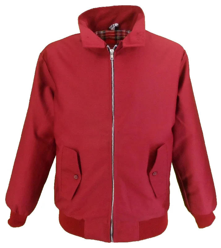 Mazeys Ladies Classic Burgundy Harrington Jackets Anorak Shell Jacket Lightweight Jacket