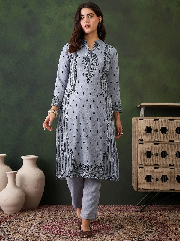 Sangria Self Design Winter Kurta & Trouser Trousers Occasion Special