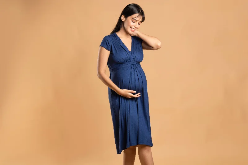 Blue Maternity Everyday Dress