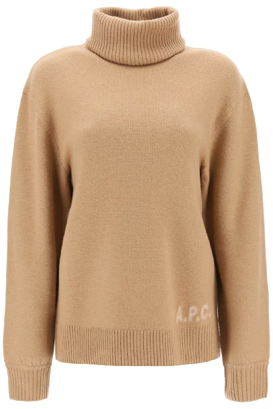 'walter' Virgin Wool Turtleneck Sweater  - Beige Ribbed Striped Patterned