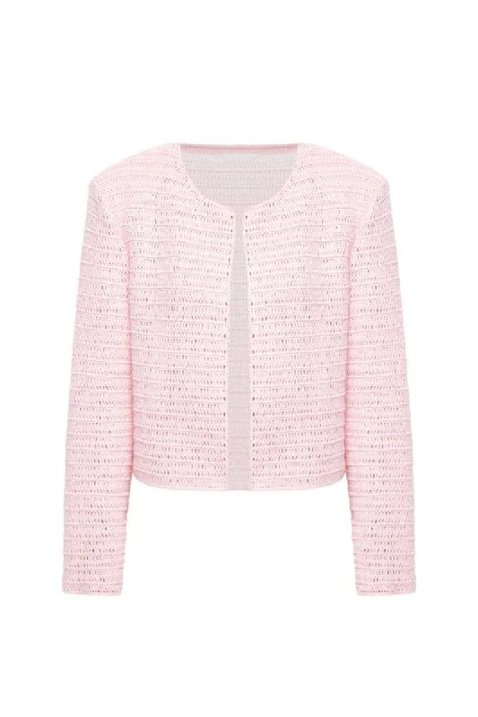 LIGHT PINK LINEN KNITTED JACKET Embroidered Jacket Appliqued Jacket Beaded Jacket