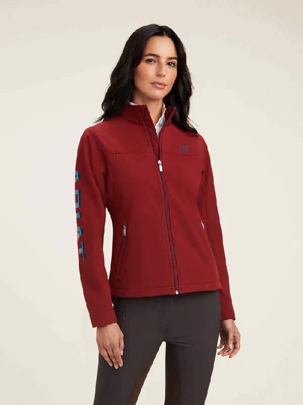 Ariat 10041280 Womens New Team Softshell Jacket Red Front Pockets Side Pockets Patch Pockets