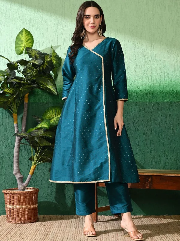 Sangria Printed A-Line Kurta With Trouser Trousers stylish modern