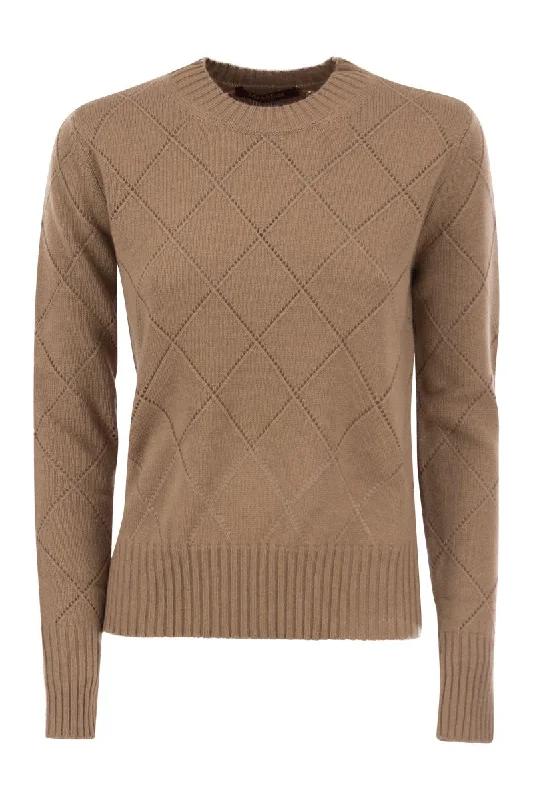 BRUNATE - Knitted sweater with diamond pattern Thin Thick Dense