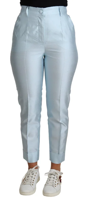 Dolce & Gabbana Elegant High-Waisted Silk Women's Trousers Trousers High Rise Slim Fit Dolce & Gabbana Elegant High-Waisted Silk Women's Trousers Trousers High Rise Slim Fit
