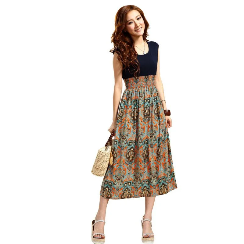 Fashion Clothes Women Dress Print Bohemian Beach Femininas Brand Casual Female Vestidos Long Dress Style