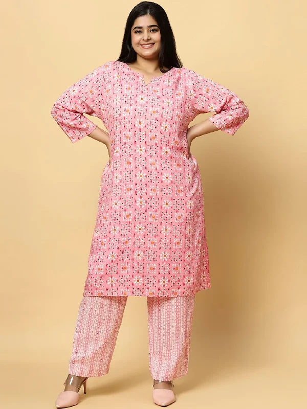 Sztori Plus Size Ethnic Motifs Printed Pure Cotton Kurta & Trouser Trousers Ceremony Elegant